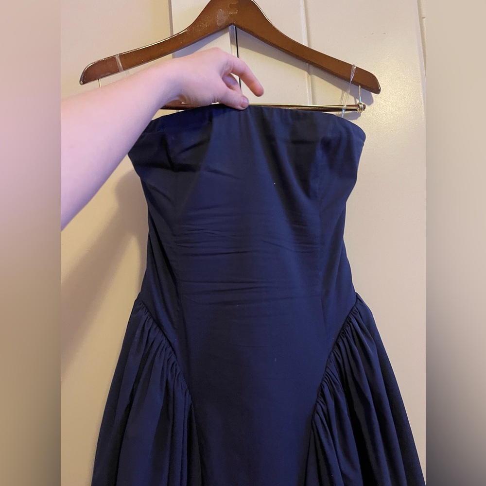 BabyBoo Darla Strapless Navy Midi Dress - Elegant Evening Dress - Picture 5 of 10